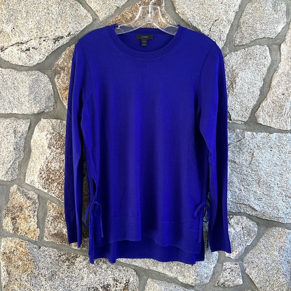 J. Crew Purple Merino Wool Side Tie Slit Sweater - Picture 1 of 10